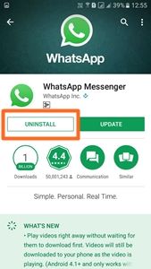 Uninstall step to hack whatsapp account