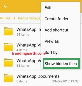 Show hidden statuses folder