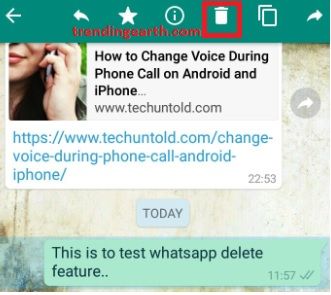 delete whatsapp message trash icon